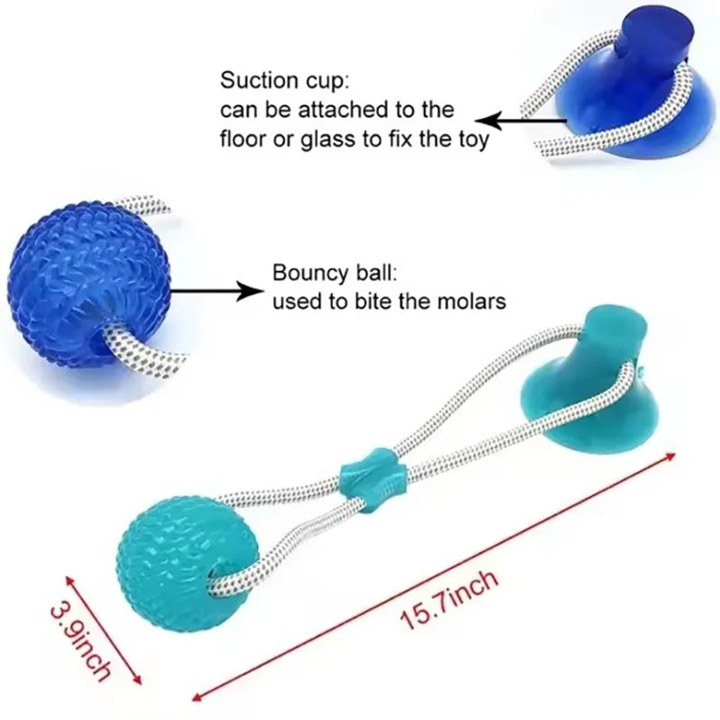 Strong Suction Cup Dog Ball Interactive Tug Rope Toy for Medium Large Dog Tug War Molar Chew Relieve Stress Teeth Clea Self Play
