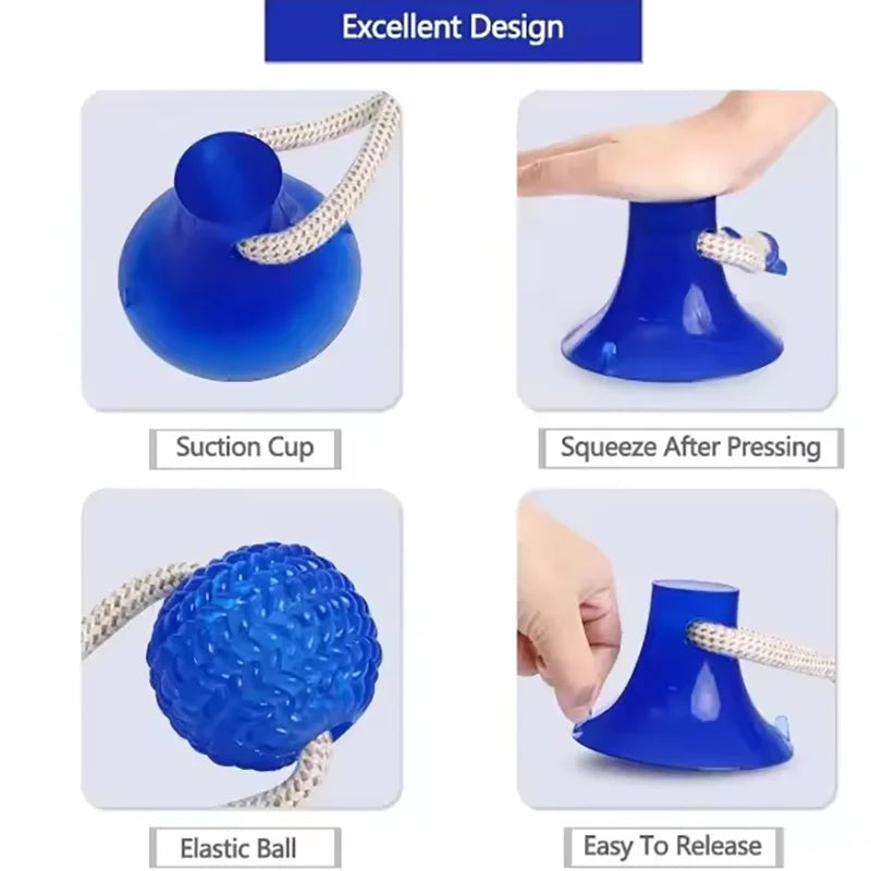 Strong Suction Cup Dog Ball Interactive Tug Rope Toy for Medium Large Dog Tug War Molar Chew Relieve Stress Teeth Clea Self Play