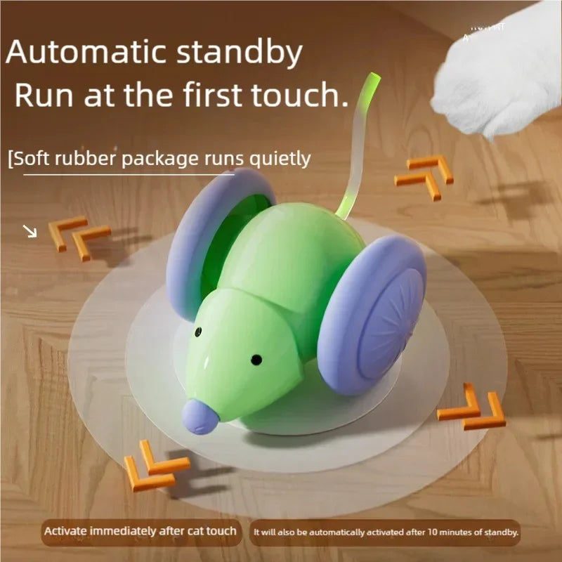 Automatic Moving Mouse Cat Toy Electric Smart Obstacle Avoidance Car Toy Rechargeable Interactive Teaser Pet Play Supplies