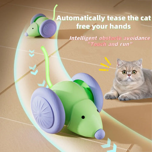Automatic Moving Mouse Cat Toy Electric Smart Obstacle Avoidance Car Toy Rechargeable Interactive Teaser Pet Play Supplies