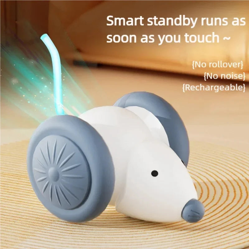 Automatic Moving Mouse Cat Toy Electric Smart Obstacle Avoidance Car Toy Rechargeable Interactive Teaser Pet Play Supplies