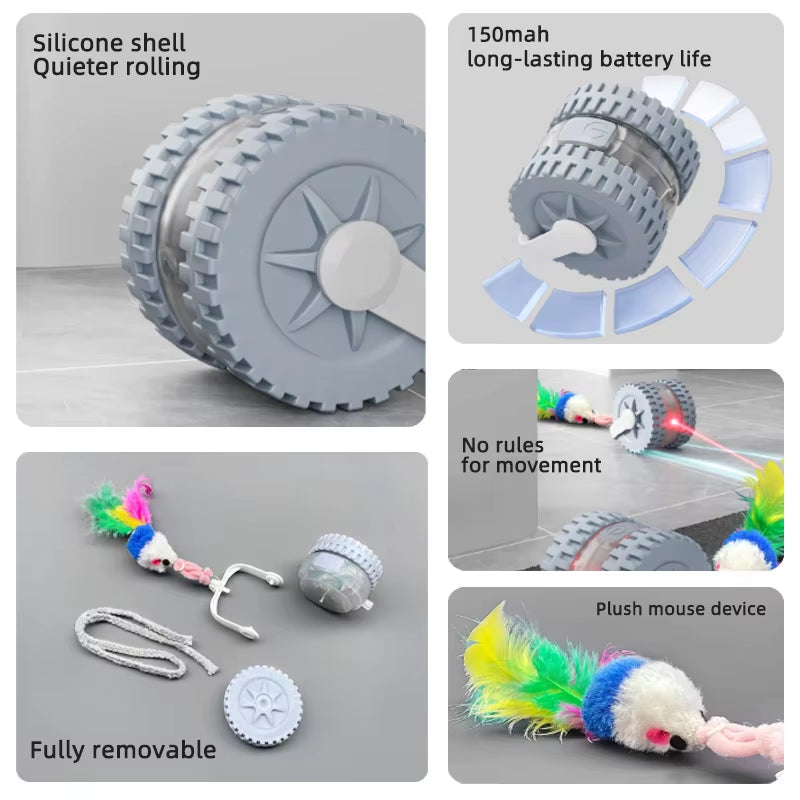 Factory Wholesale Interactive Laser Cat Ball Auto-Sleep Rolling Toy with Detachable Tail for Self-Play & Fun Cat Exercise