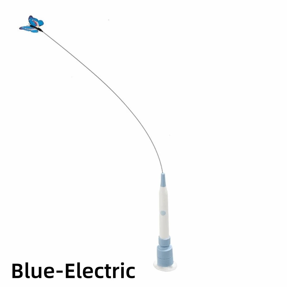 Switchable Butterfly Pattern Cat Teasing Stick Self-Hilarity Relieves Interactive Toy Automatic Cat Teaser Removable Handle