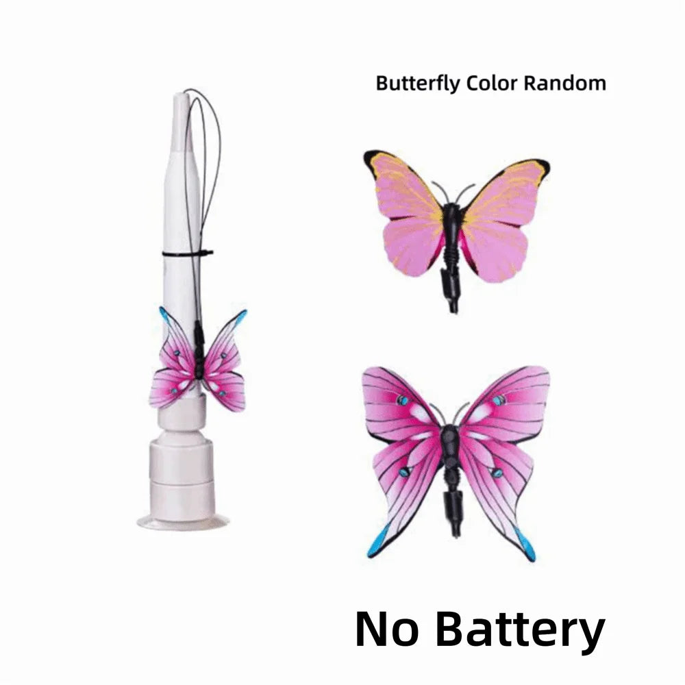 Switchable Butterfly Pattern Cat Teasing Stick Self-Hilarity Relieves Interactive Toy Automatic Cat Teaser Removable Handle