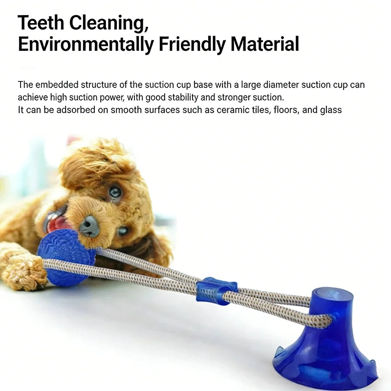 Strong Suction Cup Dog Ball Interactive Tug Rope Toy for Medium Large Dog Tug War Molar Chew Relieve Stress Teeth Clea Self Play