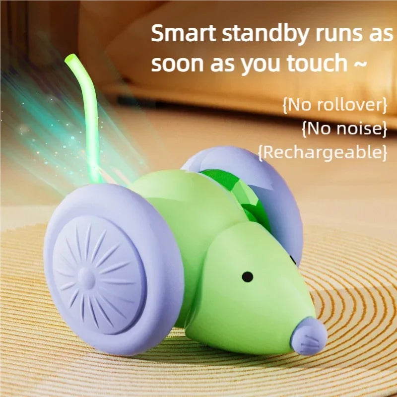 Automatic Moving Mouse Cat Toy Electric Smart Obstacle Avoidance Car Toy Rechargeable Interactive Teaser Pet Play Supplies