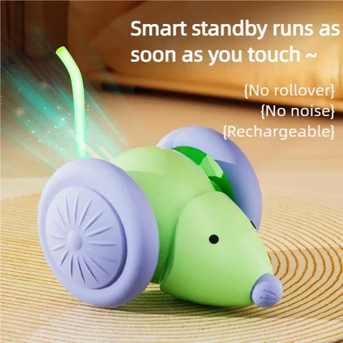 Automatic Moving Mouse Cat Toy Electric Smart Obstacle Avoidance Car Toy Rechargeable Interactive Teaser Pet Play Supplies